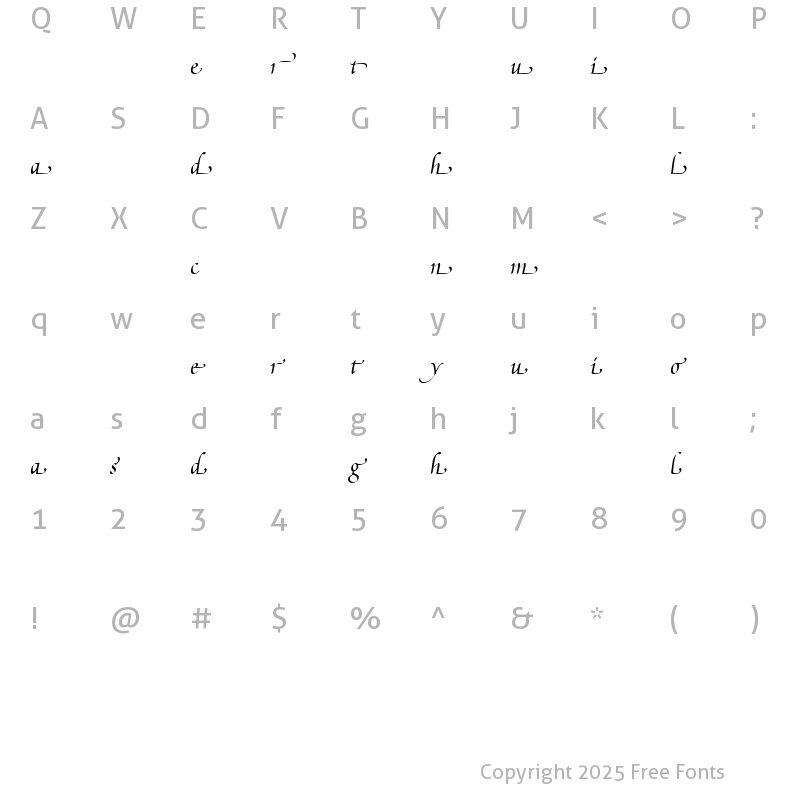 Character Map of Poetica SuppLowercaseEndI Italic