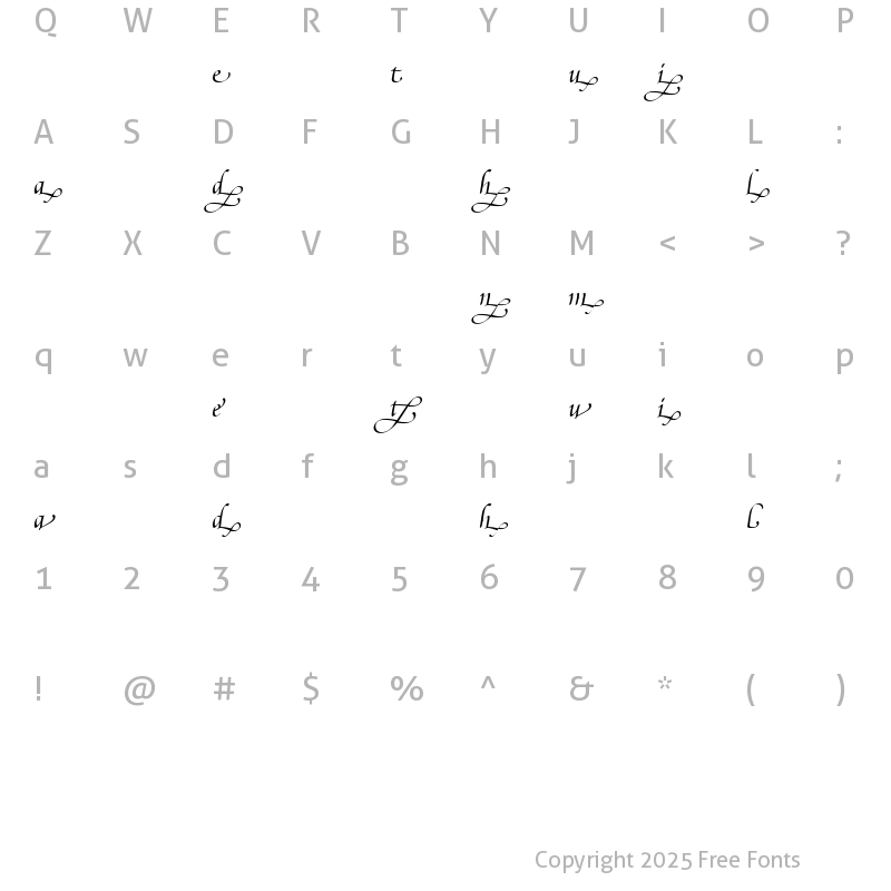 Character Map of Poetica SuppLowercaseEndII Italic