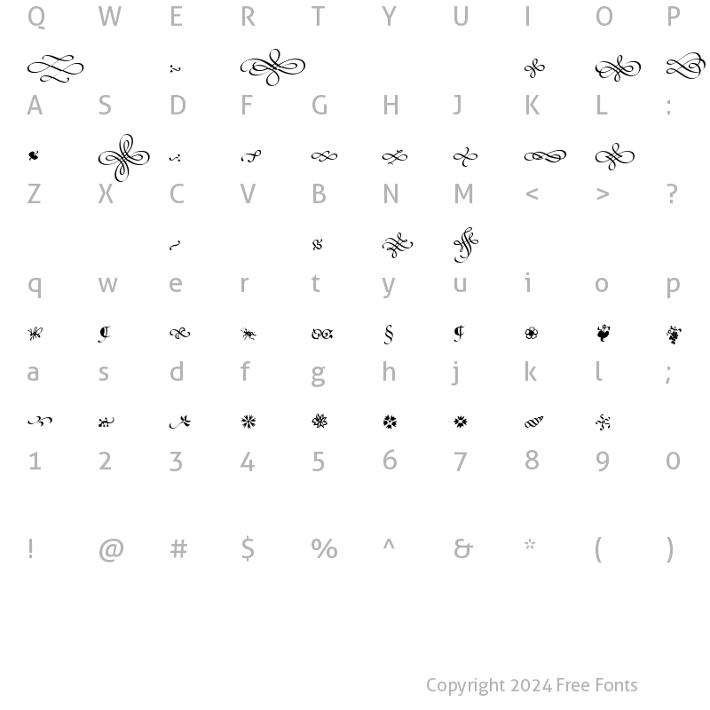 Character Map of Poetica SuppOrnaments Regular