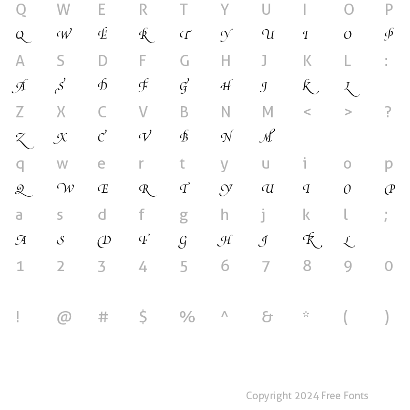 Character Map of Poetica SuppSwashCapsIII Italic