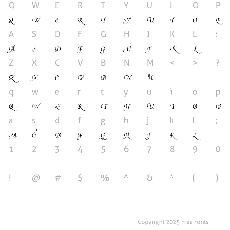 Character Map of Poetica SuppSwashCapsIV Italic