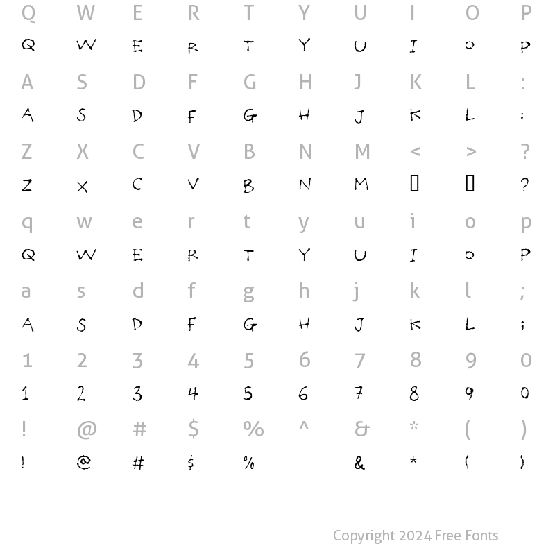 Character Map of Poilet Taper Regular