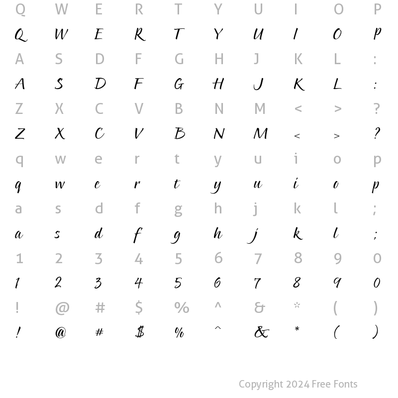 Character Map of PointedBrush Regular