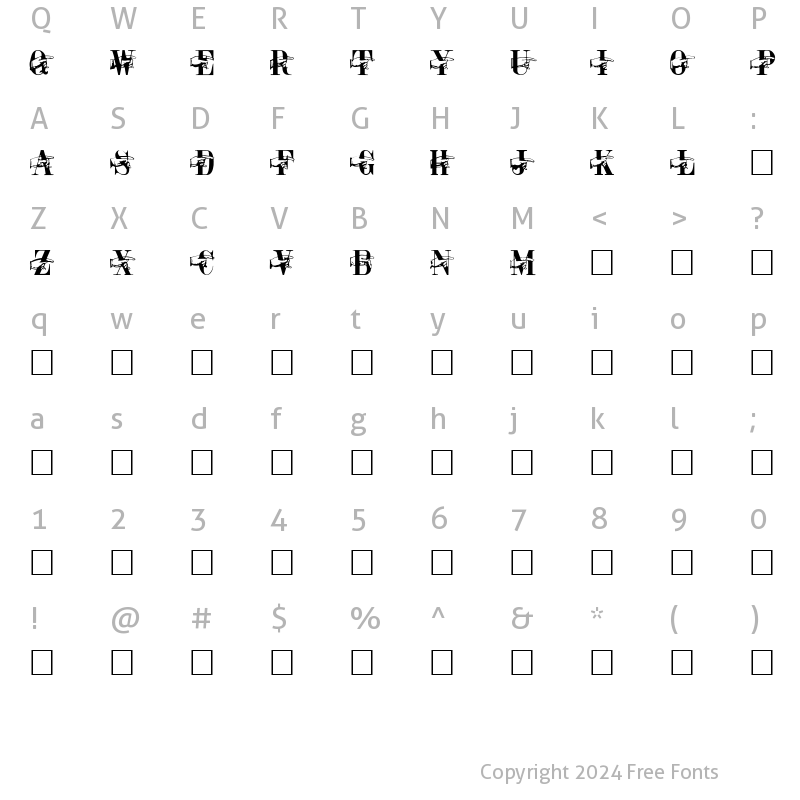 Character Map of POINTER CAPS REGULAR Normal