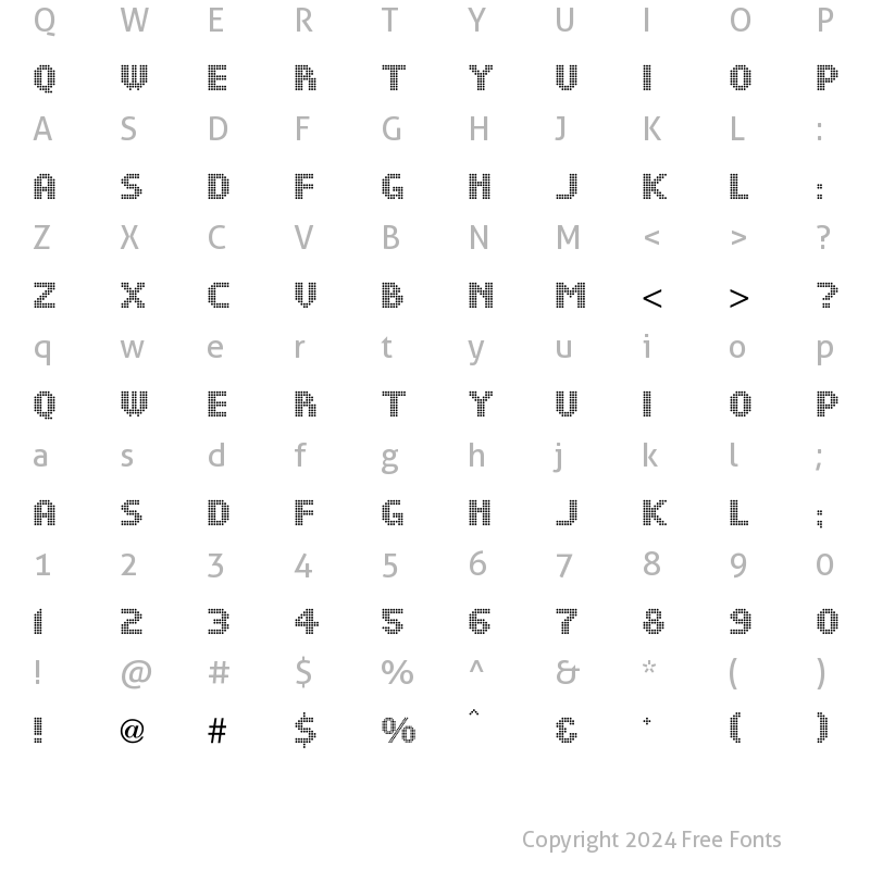 Character Map of Pointille ICG Regular