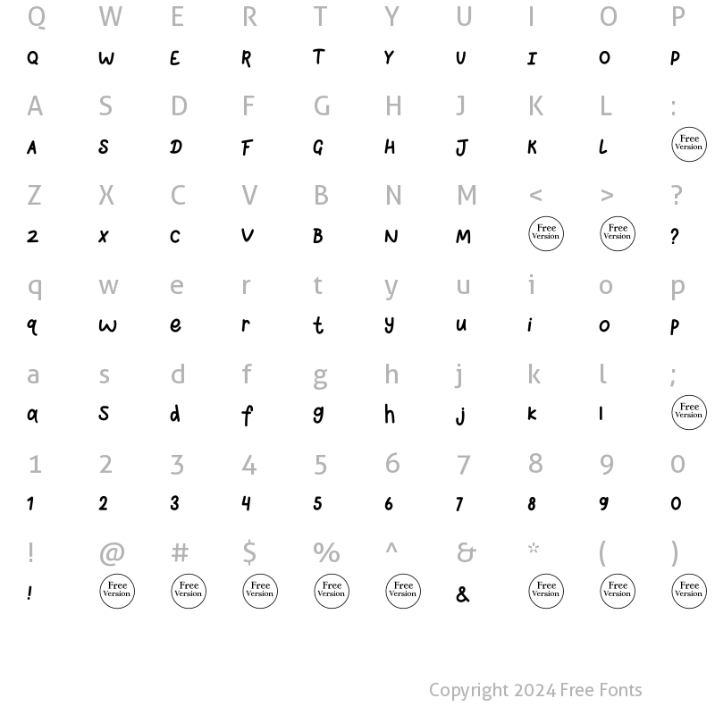 Character Map of Poked Free Trial Regular