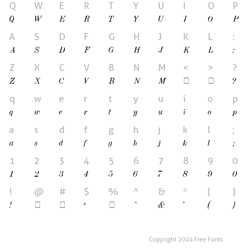 Character Map of Polar SSi Italic