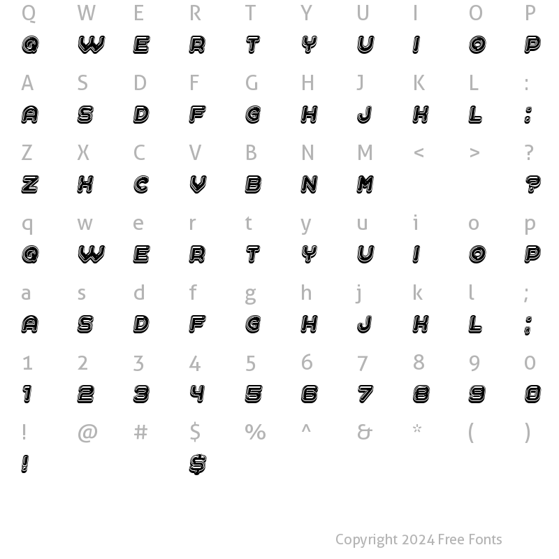 Character Map of Polished Italic