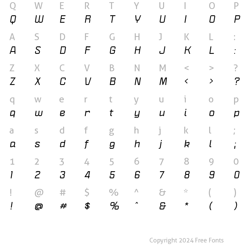 Character Map of Politica XT Bold Italic