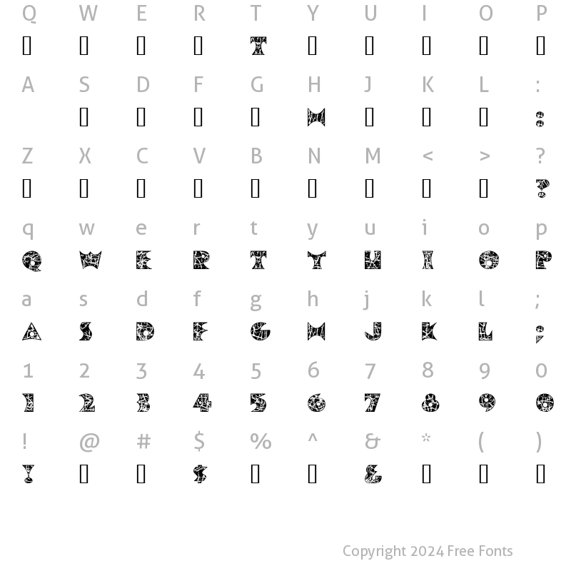 Character Map of Pollock MF Initials