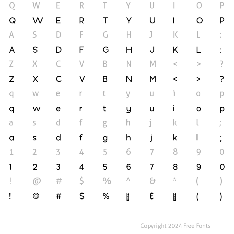 Character Map of Polly Regular