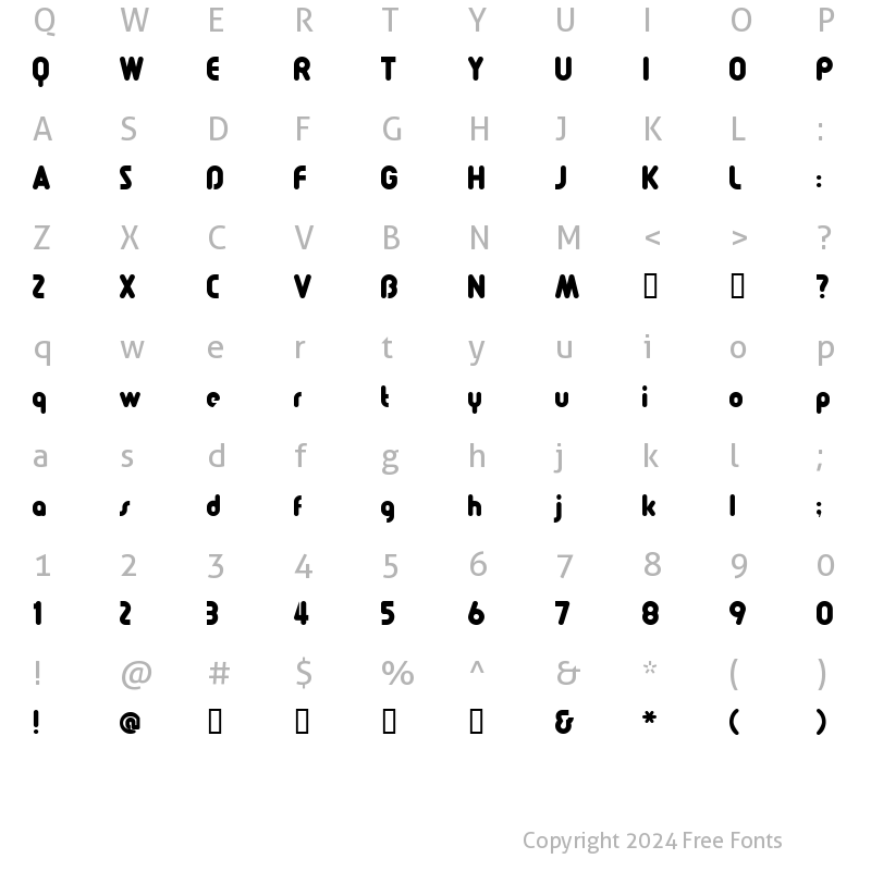 Character Map of Pollyanna Regular