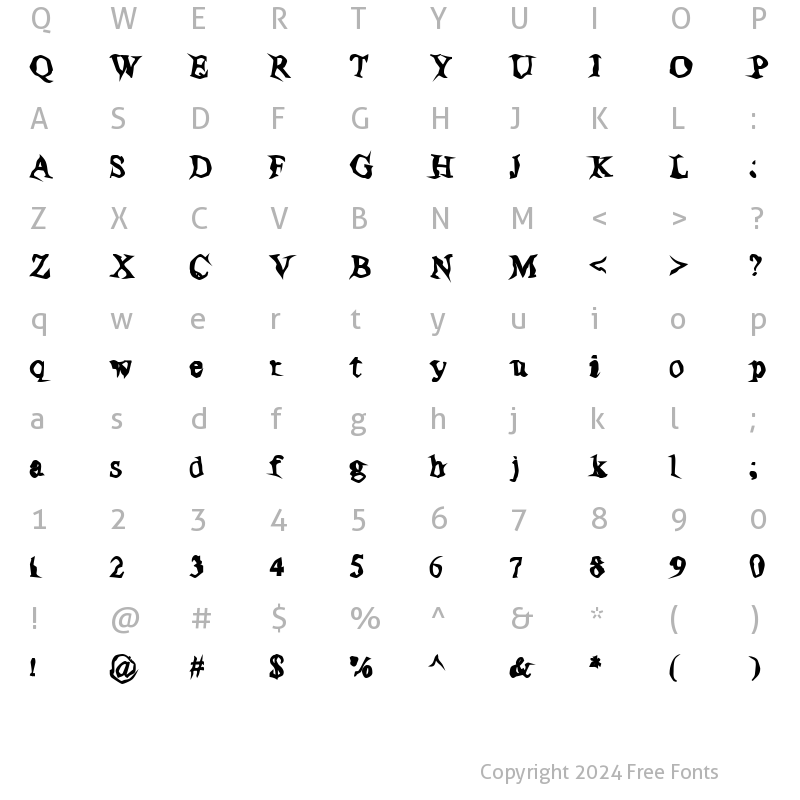 Character Map of Poltergeist Thick Regular