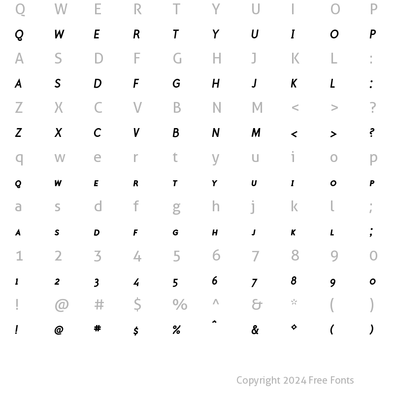 Character Map of PolymerBoldCapsItalic Regular