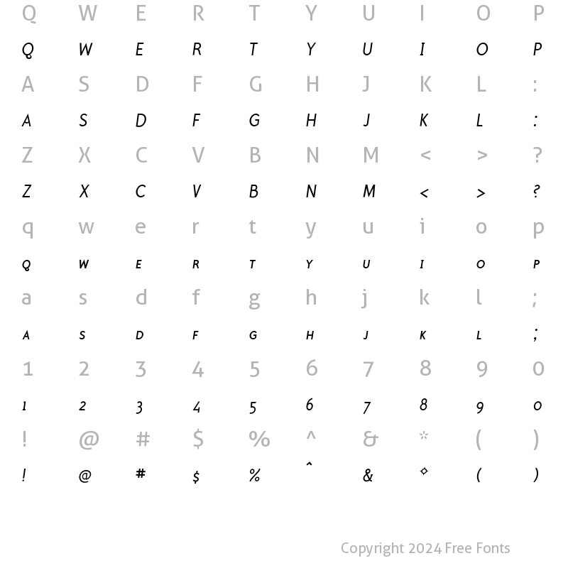 Character Map of PolymerBookCapsItalic Regular