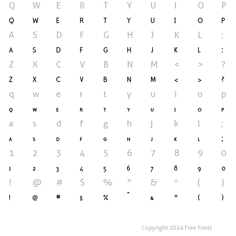 Character Map of PolymerMediumCaps Regular