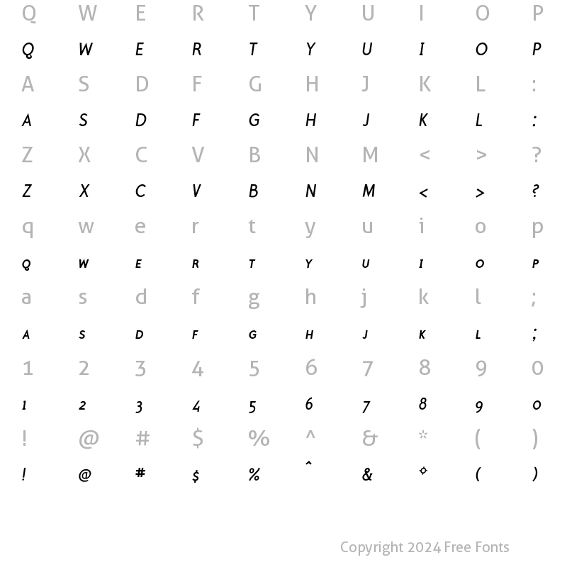 Character Map of PolymerMediumCapsItalic Regular