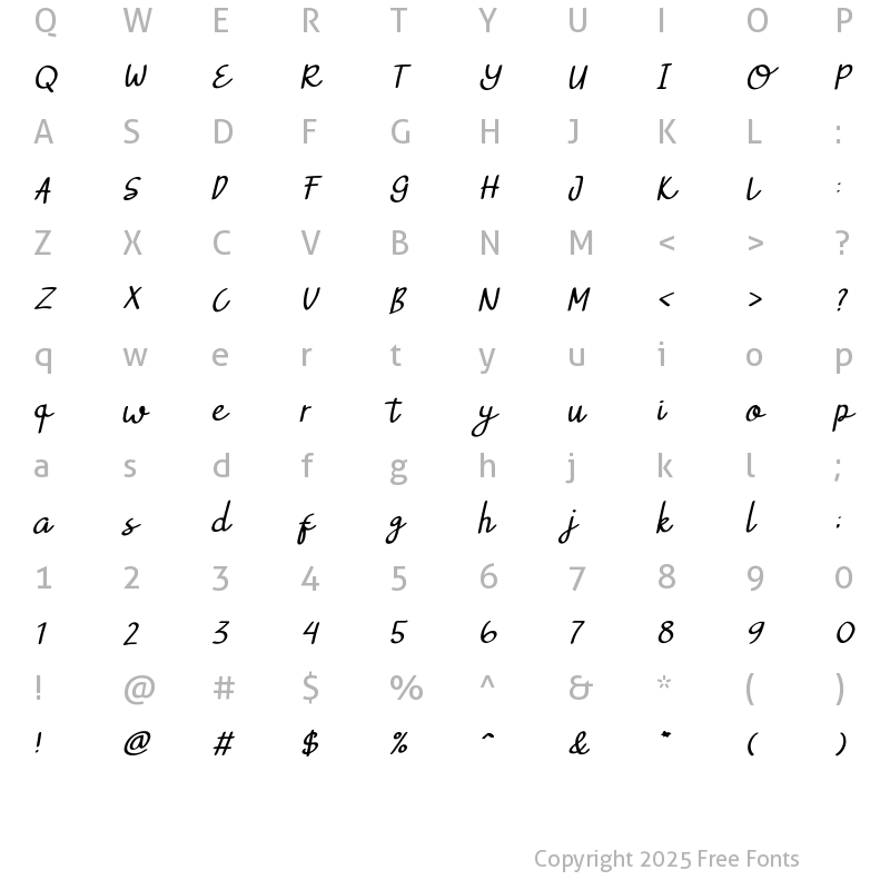Character Map of Pomegrande Italic