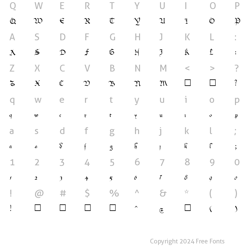 Character Map of Pompadour Regular