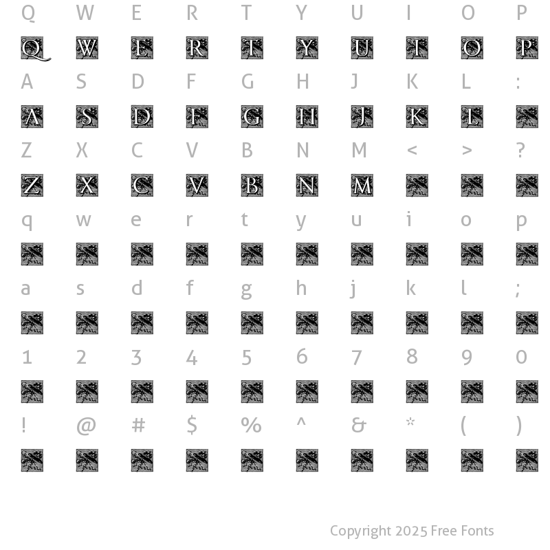 Character Map of PompadourInitials Normal