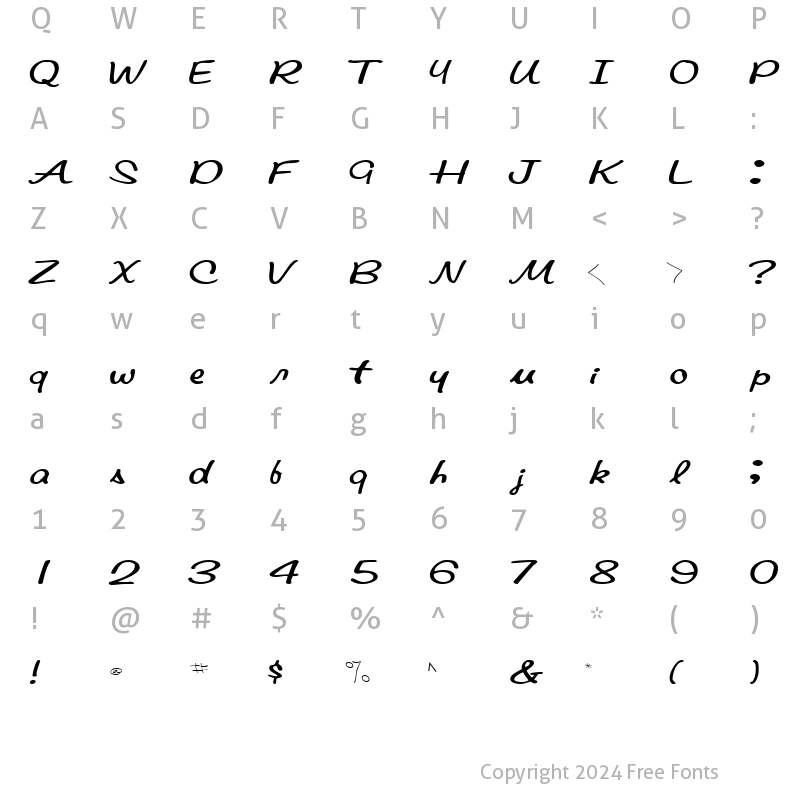 Character Map of PompanoScriptSSK Regular