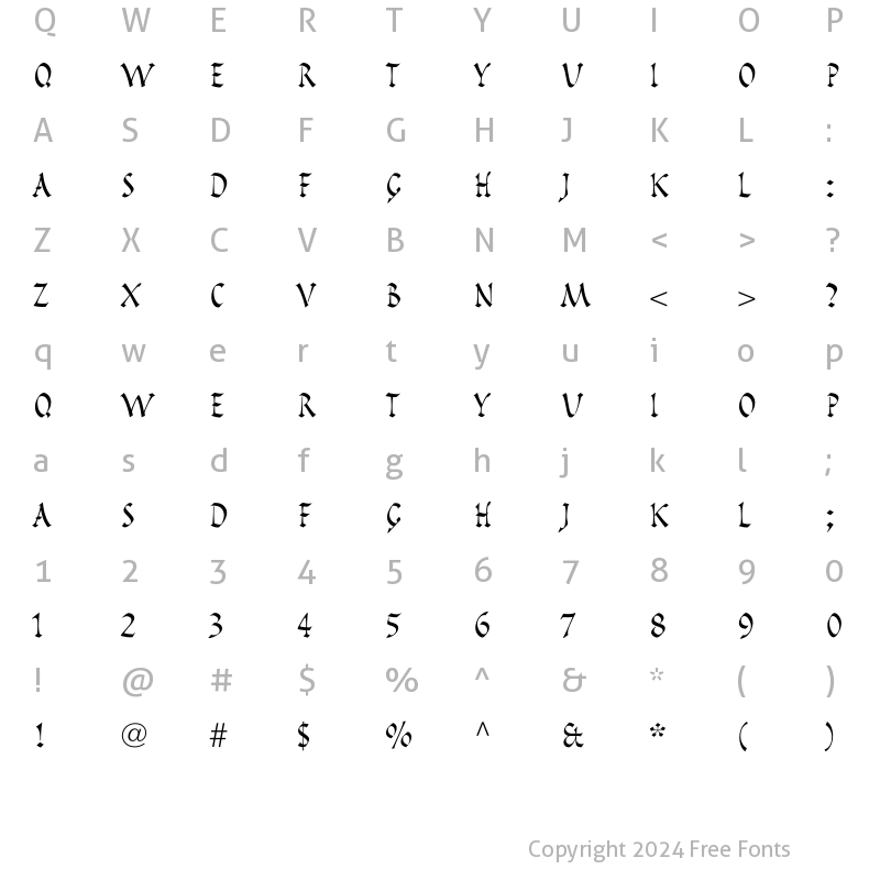 Character Map of Pompeijana LT Roman Regular