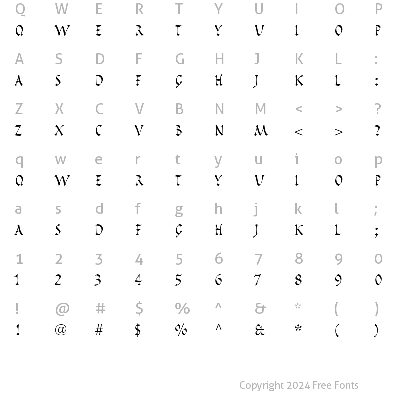 Character Map of Pompeijana LT Std Roman