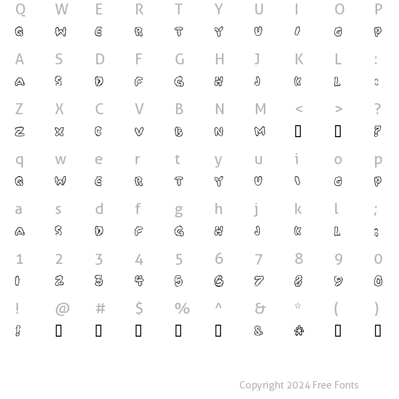 Character Map of PooCorny Regular