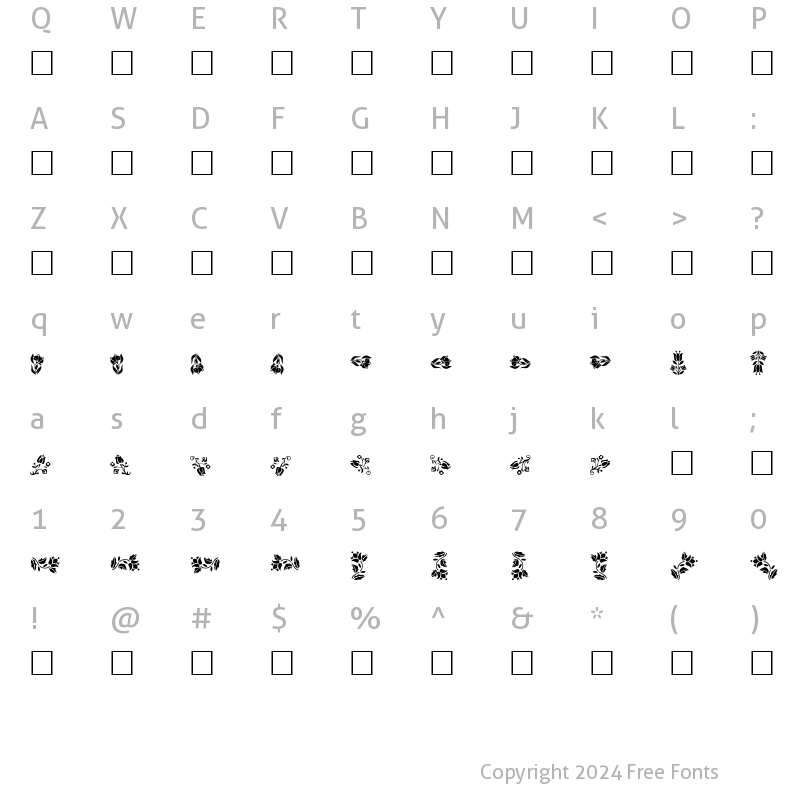 Character Map of Pookkal Regular