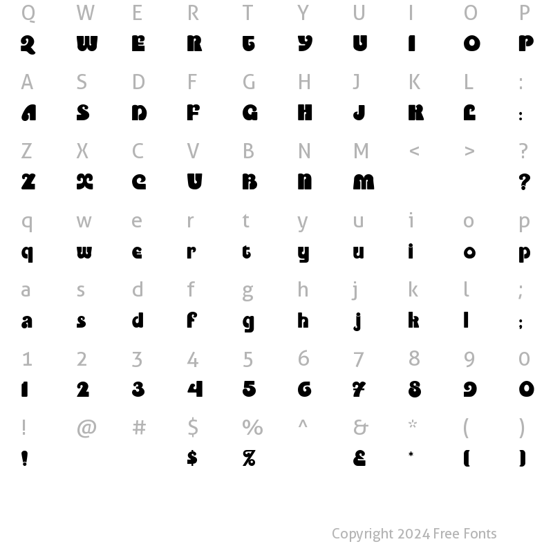 Character Map of PookyDisplay Regular