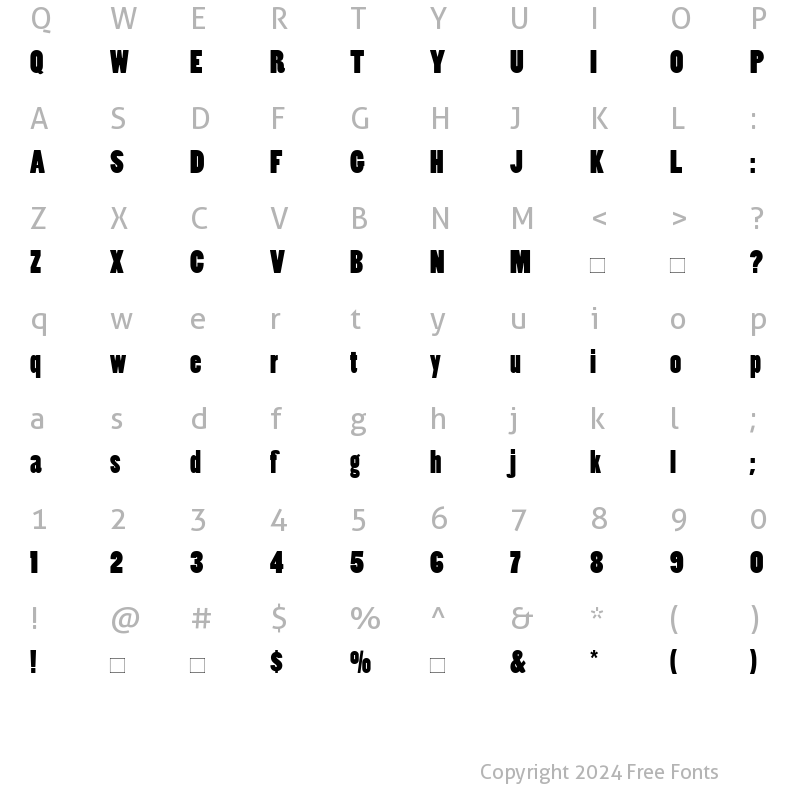 Character Map of Poplar Roman