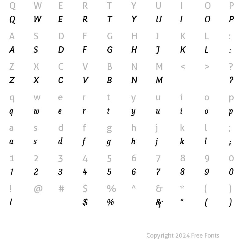 Character Map of Poppl-College One BQ Medium