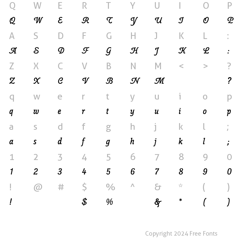 Character Map of Poppl-College Two BQ Regular