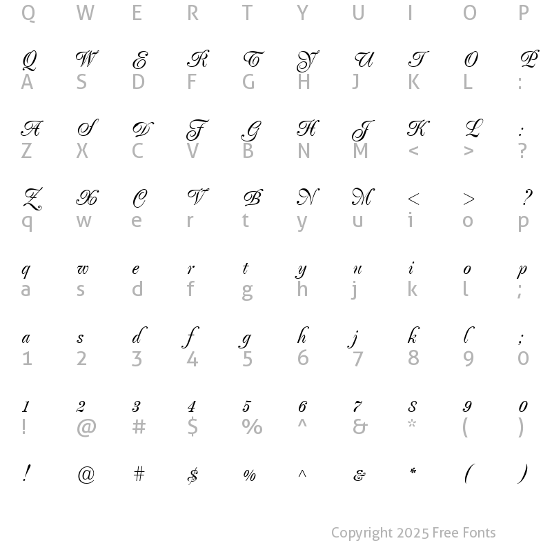 Character Map of Poppl-Exquisit Italic