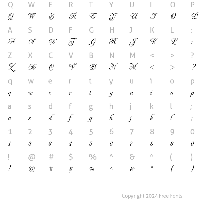 Character Map of Poppl-Exquisit RomanItalic