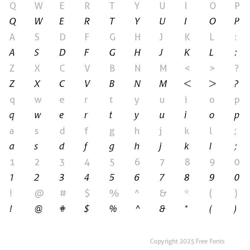 Character Map of Poppl-Laudatio Italic