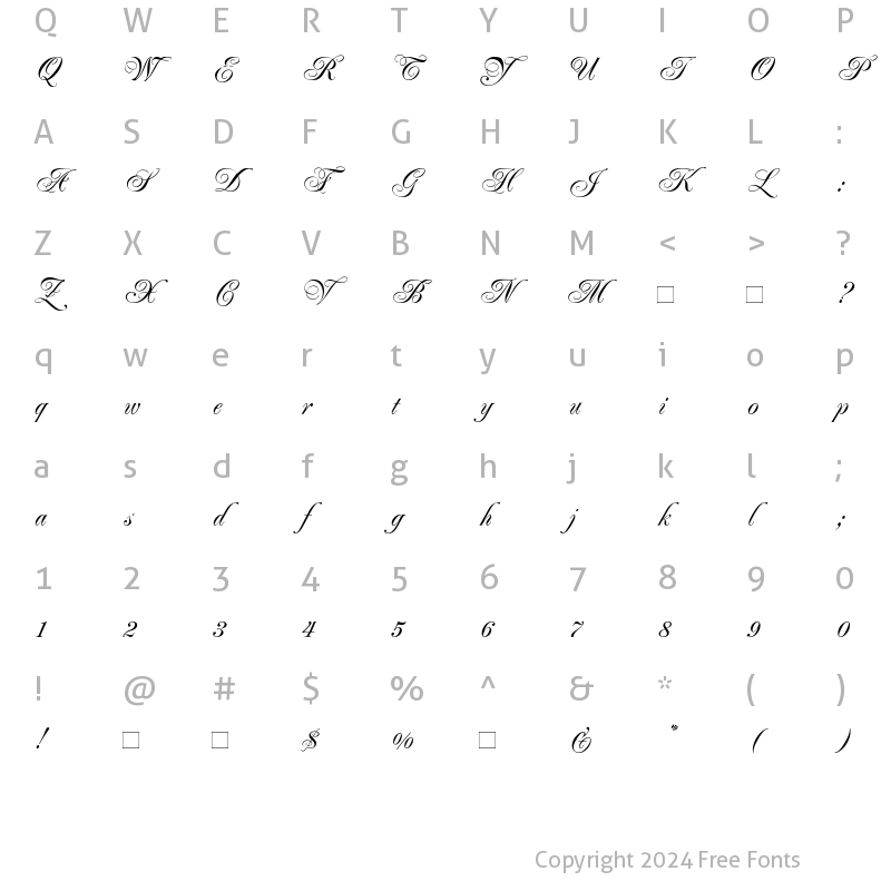 Character Map of Poppl-Residenz-Light LightItalic