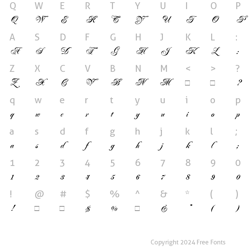 Character Map of Poppl-Residenz RomanItalic