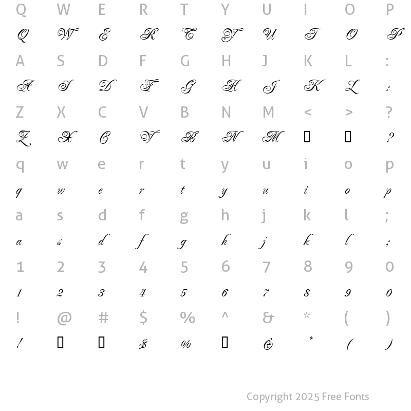 Character Map of PopplResidenz Light