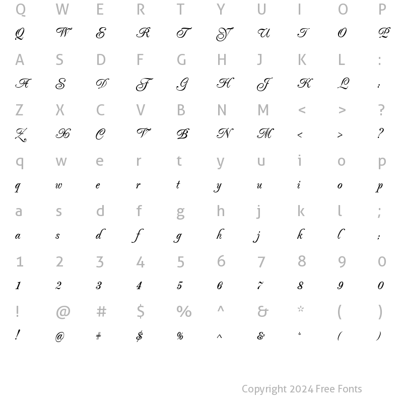 Character Map of PopularScript Normal