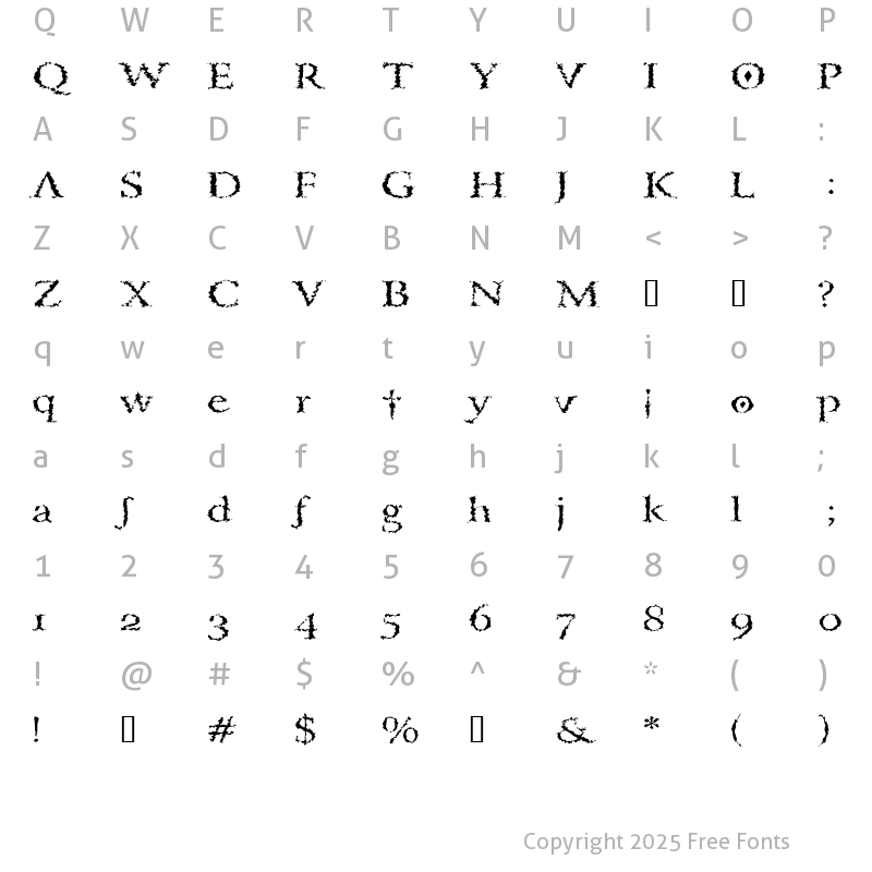 Character Map of PorcupineRomanExtended Regular