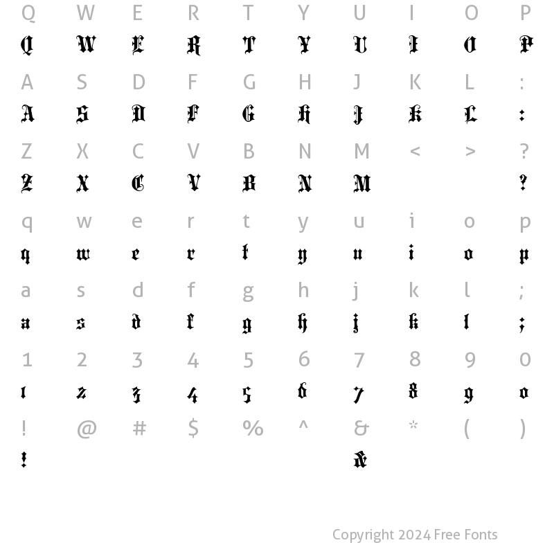 Character Map of Portcullion Bold