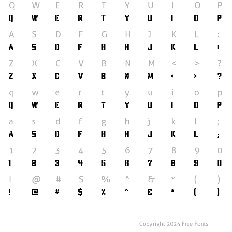 Character Map of Porterhaus Stencil