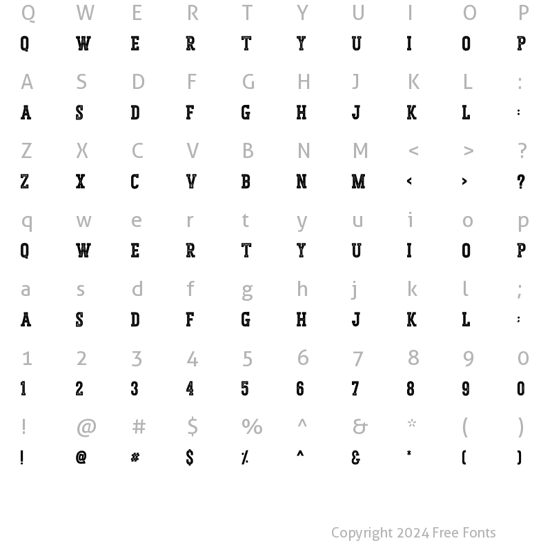 Character Map of Porthem Stamp Regular