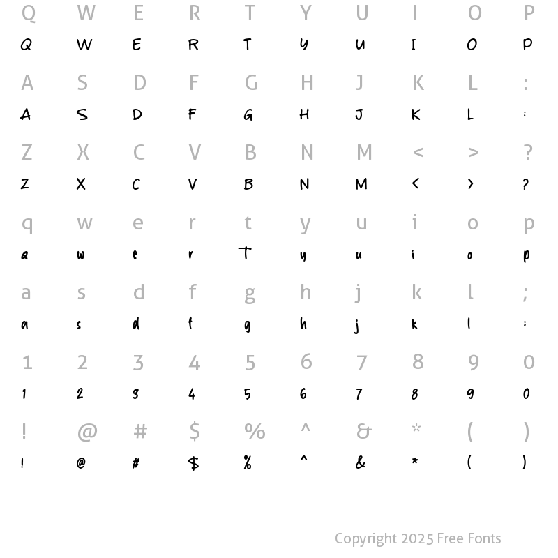 Character Map of Portiere Regular