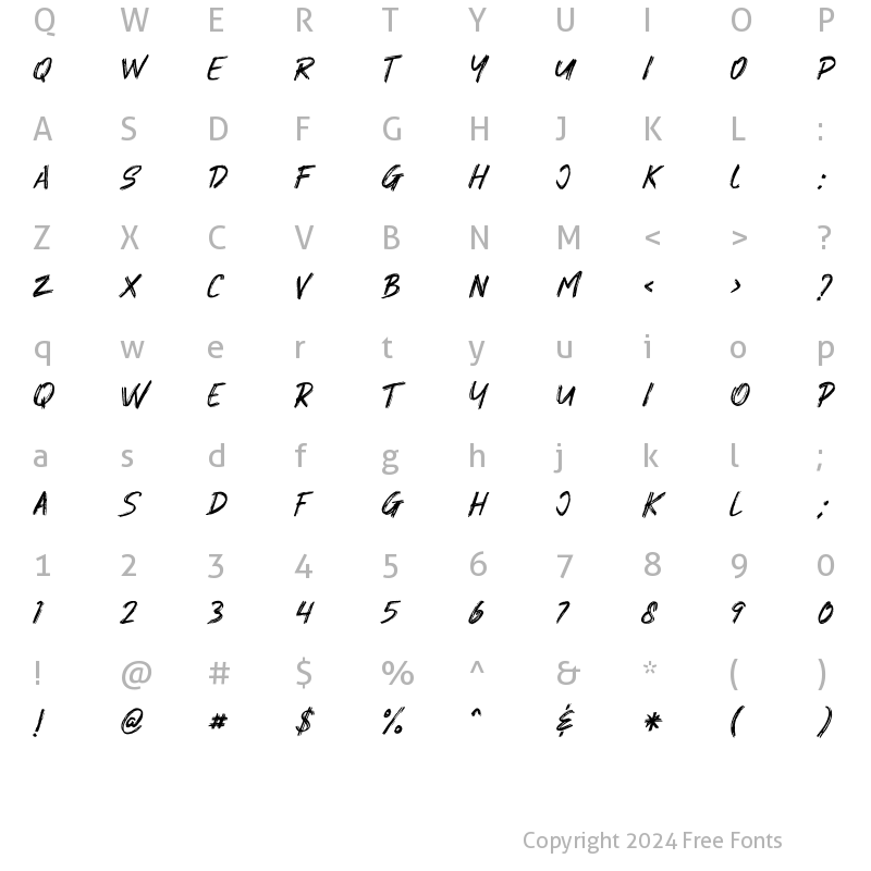 Character Map of Portlake Italic