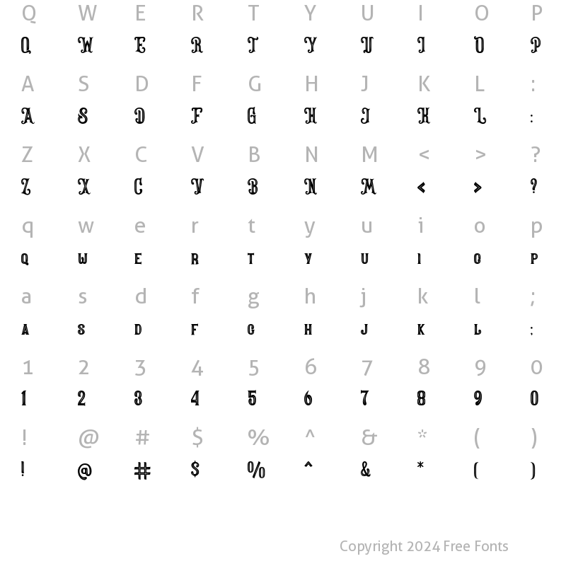 Character Map of Portland slove Regular