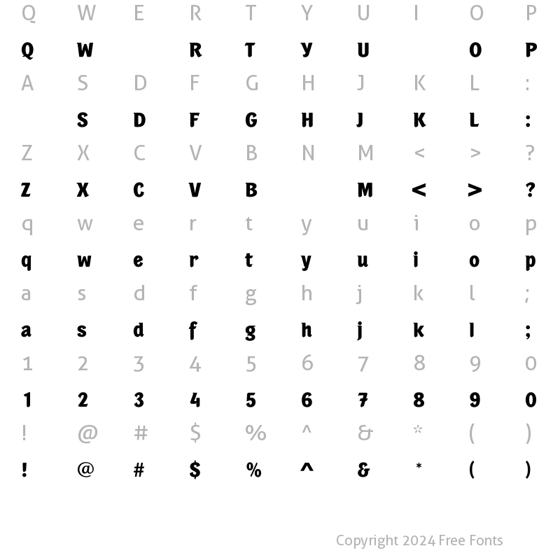 Character Map of PortobelloBold Regular