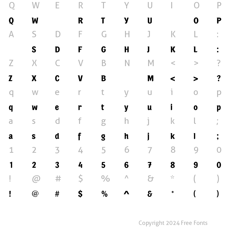 Character Map of PortobelloDemi Regular