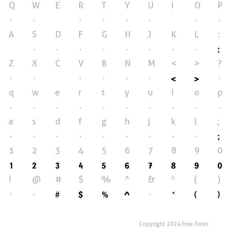 Character Map of PortobelloDemiTab Regular